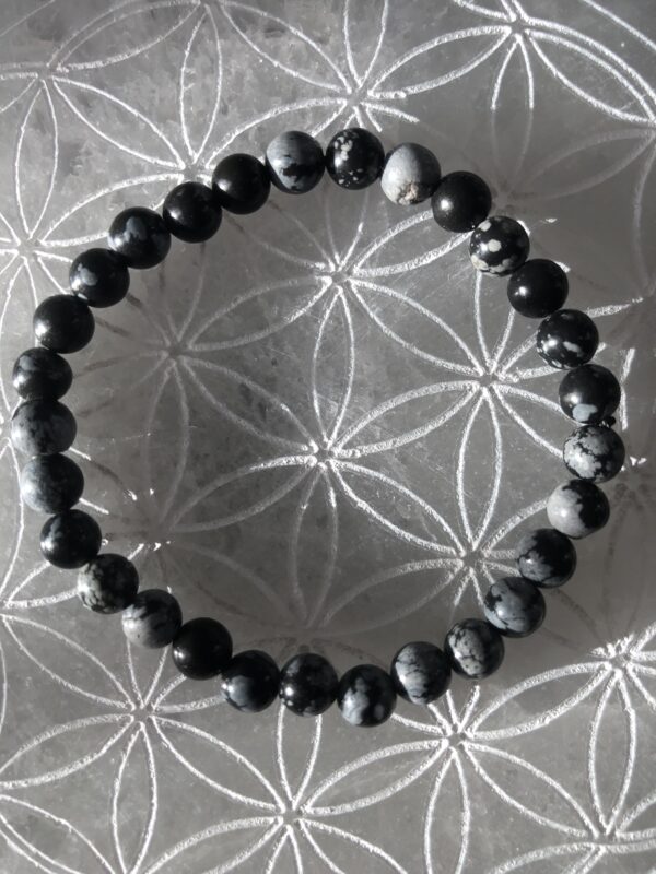 Bracelet en Obsidienne Flocon 6mm.