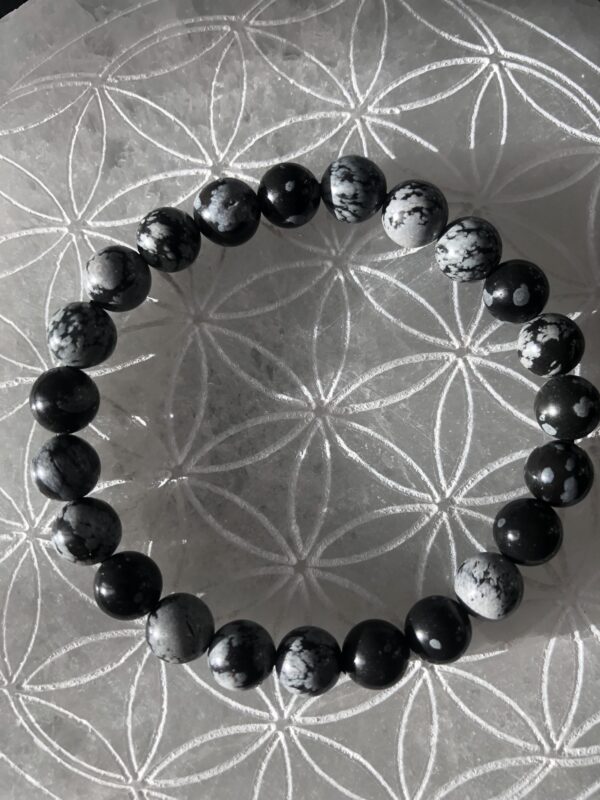 Bracelet en Obsidienne flocon 8mm